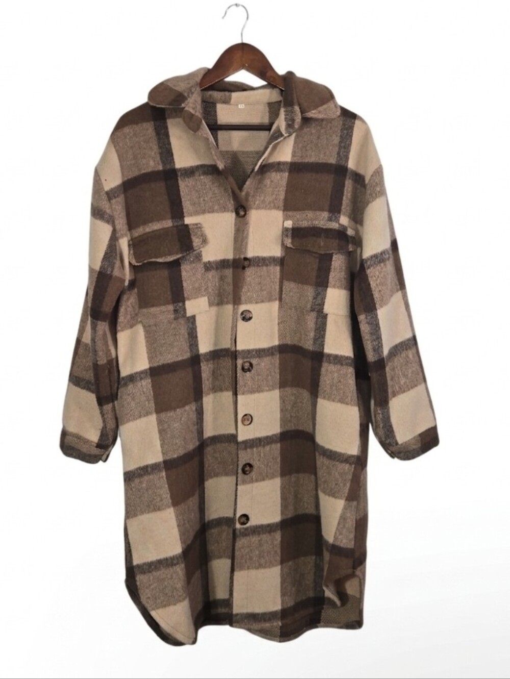 cute plaid long Shacket